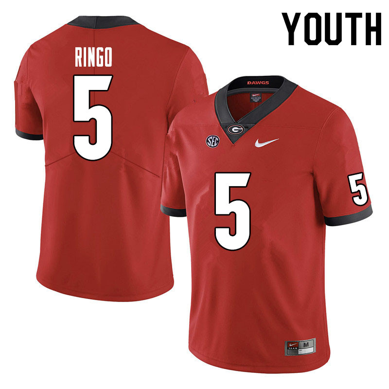 Youth #5 Kelee Ringo Georgia Bulldogs College Football Jerseys Sale-Red - Click Image to Close